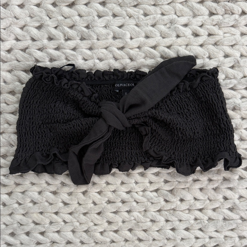 Olivaceous Black Smocked Top